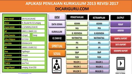 Download Aplikasi Raport K13 SD Revisi 2017 Kelas 1,2,4 dan 5 Semester 2