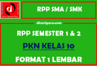 RPP PKN 1 Lembar Kelas 10 SMA Lengkap Semester 1 dan 2