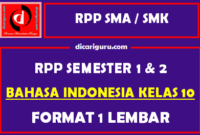 RPP 1 Lembar Bahasa Indonesia Kelas 10 Lengkap