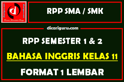 RPP 1 Lembar Bahasa Inggris Kelas 11 Lengkap