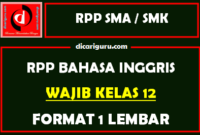 RPP 1 Lembar Bahasa Inggris Kelas 12 Lengkap