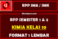 RPP 1 Lembar Kimia Kelas 10 Lengkap