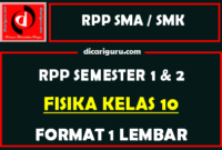 RPP 1 Lembar Fisika Kelas 10 Lengkap