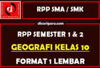 RPP 1 Lembar Geografi Kelas 10 Lengkap Semester 1 dan 2