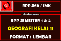 RPP 1 Lembar Geografi Kelas 11 Lengkap Semester 1 dan 2