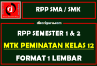 RPP 1 Lembar MTK Peminatan Kelas 12 Lengkap Semester 1 dan 2