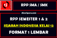 RPP 1 Lembar Sejarah Indonesia Kelas 12