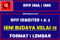 RPP 1 Lembar Seni Budaya Kelas 12