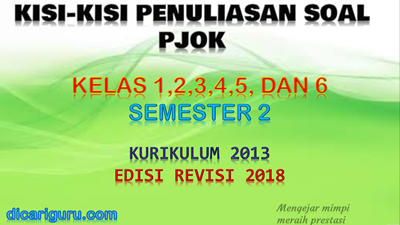 Download Kisi - Kisi Soal PJOK Kelas 1,2,3,4,5 dan 6 K13 Revisi 2018 Semester 2