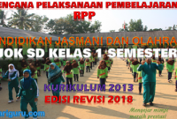 Download RPP PJOK K13 SD Kelas 1 Semester 1 Revisi 2018