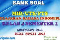 Download soal UTS/PTS Bahasa Indonesia Kelas 4 Semester 1 K13 Revisi 2018