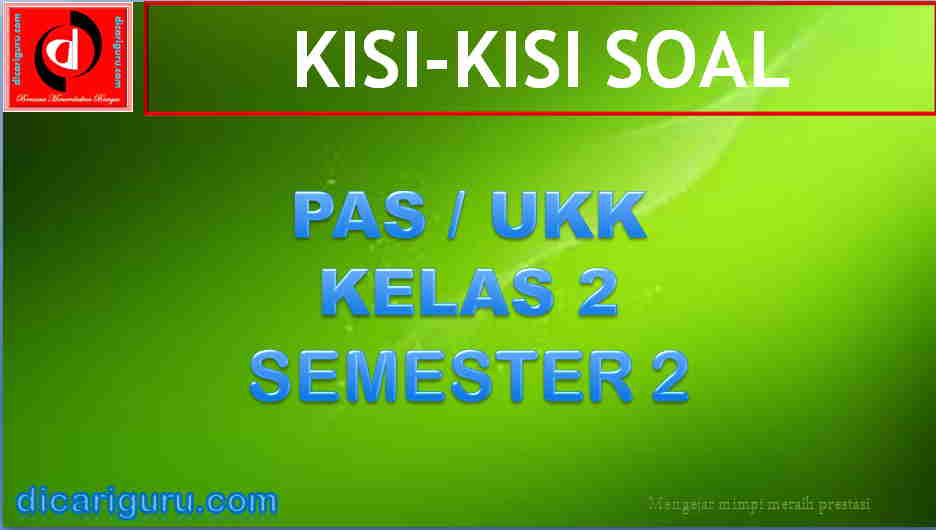 Kisi-kisi Soal PAS Kelas 2 Semester 2