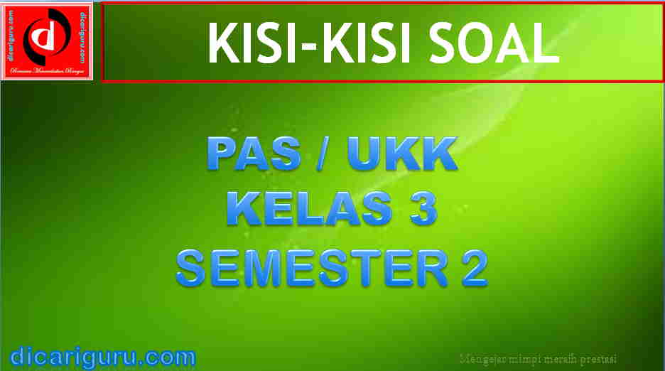 Kisi-kisi Soal PAS Kelas 3 Semester 2