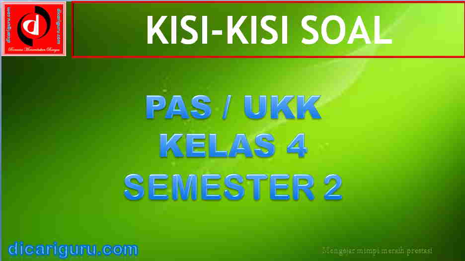 Kisi-kisi Soal PAS Kelas 4 Semester 2