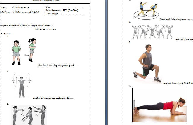 Soal UH PJOK Kelas 2 Tema 7