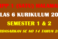 RPP 1 Lembar / Halaman Kelas 6 Semester 1 dan 2