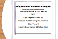 RPP 1 Lembar / Halaman Kelas 4 Tema 9