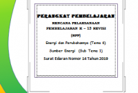 RPP 1 Lembar / Halaman Kelas 3 Tema 6