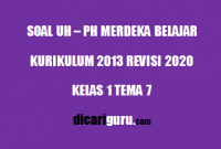 Soal UH / PH Kelas 1 Tema 7 Sub Tema 1,2,3,4