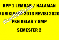 RPP PKN 1 Lembar Kelas 7 SMP Semester 2