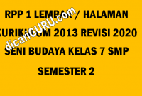 RPP Seni Budaya 1 Lembar Kelas 7 SMP Semester 2