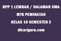 RPP MTK Peminatan 1 Lembar Kelas 10 SMA Semester 2