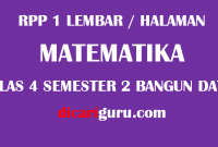 RPP 1 Lembar / Halaman MTK Kelas 4 Semester 2 Bangun Datar