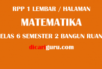 RPP 1 Lembar / Halaman MTK Kelas 6 Semester 2 Bangun Ruang