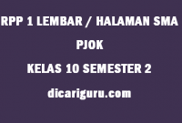 RPP PJOK 1 Lembar Kelas 10 SMA Semester 2