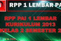 RPP 1 Lembar PAI SD Kelas 2 Semester 2