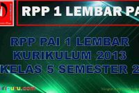 RPP 1 Lembar PAI SD Kelas 5 Semester 2