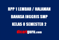 RPP Bahasa Inggris 1 Lembar Kelas 8 SMP Semester 2