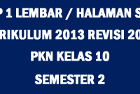 RPP PKN 1 Lembar Kelas 10 SMA Semester 2