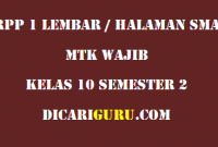 RPP MTK Wajib 1 Lembar Kelas 10 SMA Semester 2