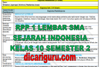 RPP Sejarah Indonesia 1 Lembar Kelas 10 SMA Semester 2