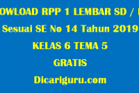 Download RPP 1 Lembar Kelas 6 Tema 5 GRATIS