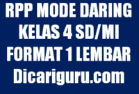 Contoh RPP 1 Lembar Kelas 4 Mode Daring