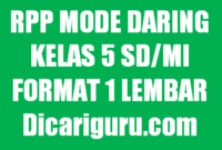 Contoh RPP 1 Lembar Kelas 5 Mode Daring