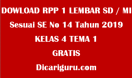 Download RPP 1 Lembar Kelas 4 Tema 1 Indahnya Kebersamaan