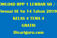 Download RPP 1 Lembar Kelas 4 Tema 4 GRATIS