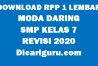 Contoh RPP 1 Lembar SMP Kelas 7 Moda Daring