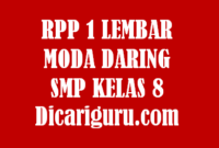 Contoh RPP 1 Lembar SMP Kelas 8 Moda Daring