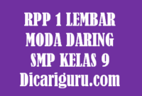 Contoh RPP 1 Lembar SMP Kelas 9 Moda Daring