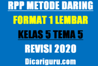 RPP Daring Kelas 5 Tema 5 Format 1 Lembar