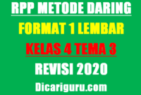 RPP Daring Kelas 4 Tema 3 Format 1 Lembar