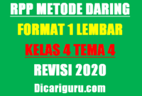 RPP Daring Kelas 4 Tema 4 Format 1 Lembar