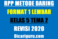 RPP Daring Kelas 5 Tema 2 Format 1 Lembar