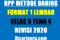 RPP Daring Kelas 5 Tema 4 Format 1 Lembar