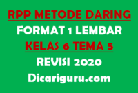 RPP Daring Kelas 6 Tema 5 Format 1 Lembar