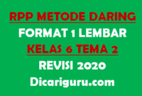 RPP Daring Kelas 6 Tema 2 Format 1 Lembar